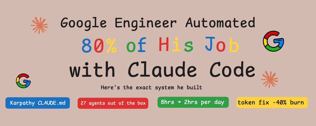 Google engineer automated 80% of his work with Claude Code. here's the exact system he built thumbnail