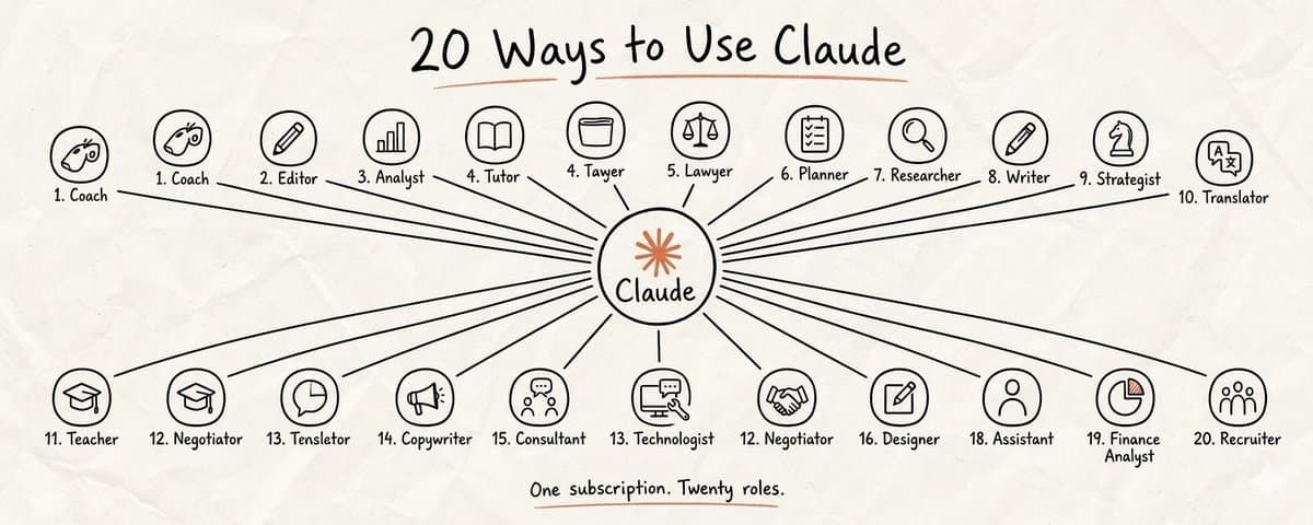 20 Claude Prompts that turn a $20 Subscription into a personal Assistant, Editor, Coach, and Analyst thumbnail