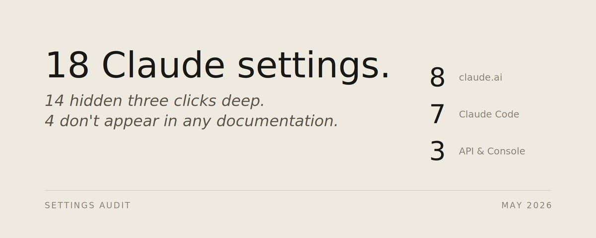 18 Claude settings that change everything. 14 are hidden 3 clicks deep. 4 aren't in any docs thumbnail